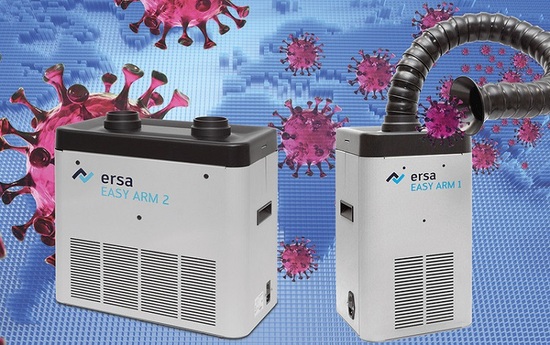Die Ersa EASY ARM Lötrauchabsaugungen verfügen über einen dreistufigen Filter zur Reinigung der Prozessluft und schützen so vor lungengängigen Partikeln (< 1 Mikrometer) aus dem Lötrauch; damit wirken sie vorbeugend gegen Belastungen der Atemwege und chronische Krankheiten wie Asthma oder Bronchitis